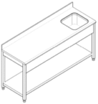Work top table with right side sink 1500 x 700 x 900 mm