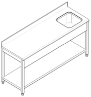 Work top table with right side sink 1500 x 700 x 900 mm