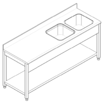 Work top table with right side sink 1500 x 700 x 900 mm