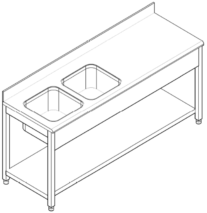 Work top table with left side sink 1500 x 700 x 900 mm
