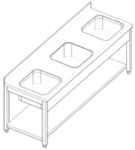 Triple bowl sink unit 1800 x 700 x 900 mm