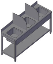 Triple bowl sink unit 1800 x 700 x 900 mm