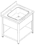 Single bowl sink 600 x 600 x 900 mm