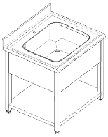 Single bowl sink 600 x 600 x 900 mm