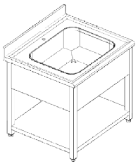 Single bowl sink 700 x 700 x 900 mm